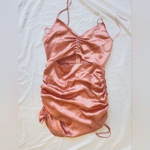 Pink rouched mini dress
